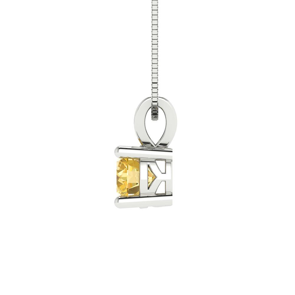 0.5cttw Round Cut Citrine Gold-Plated 925 Silver Pendant and 18" Box-Chain Necklace
