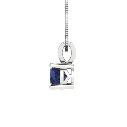 0.5cttw Round Cut Blue Sapphire Gold-Plated 925 Silver Pendant and 18" Box-Chain Necklace
