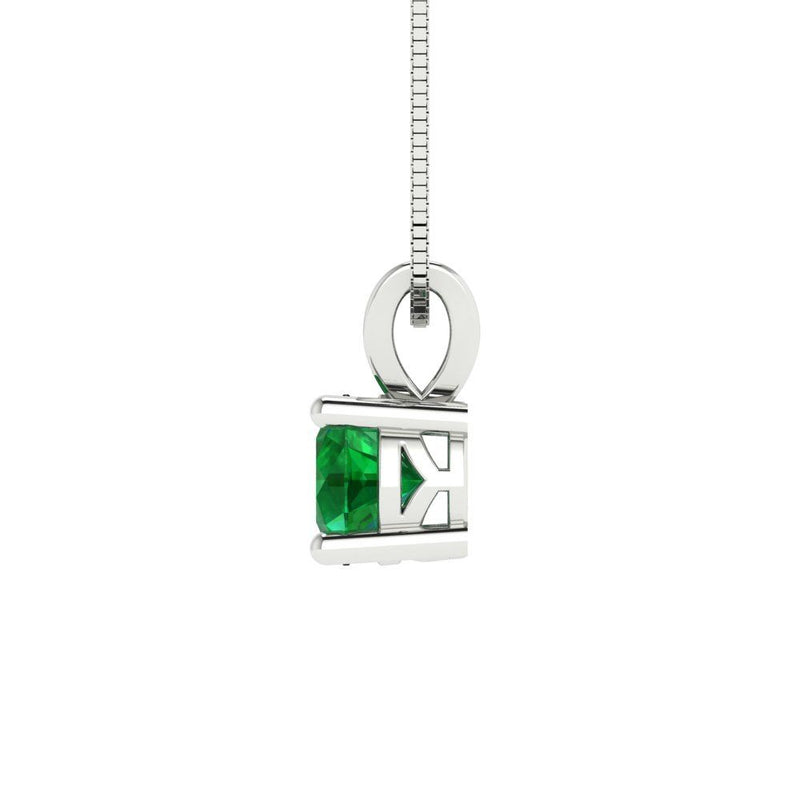 0.5 ct Brilliant Round Cut Solitaire Simulated Emerald Stone White Gold Pendant with 18" Chain