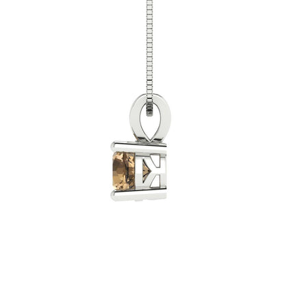 0.5cttw Round Cut Champagne Gold-Plated 925 Silver Pendant and 18" Box-Chain Necklace