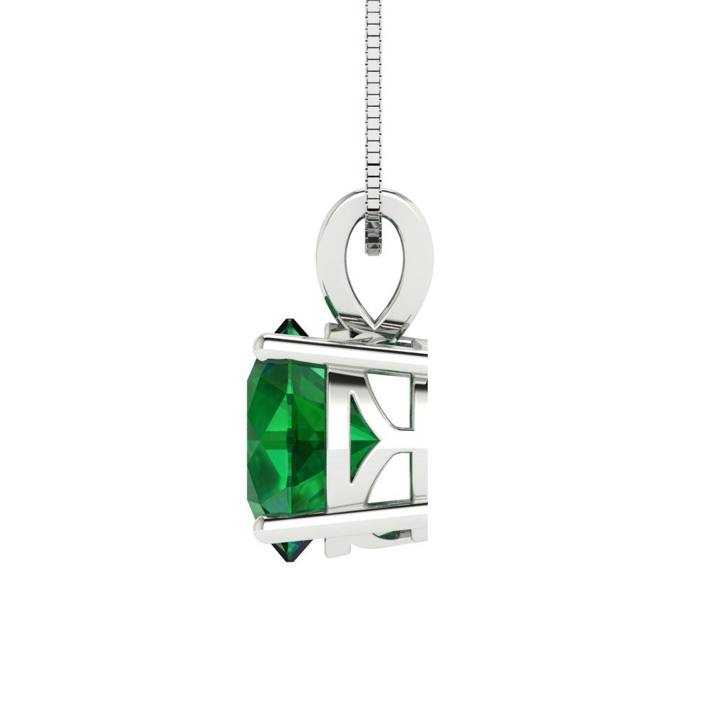 1.5cttw Round Cut Emerald Gold-Plated 925 Silver Pendant and 16" Box-Chain Necklace