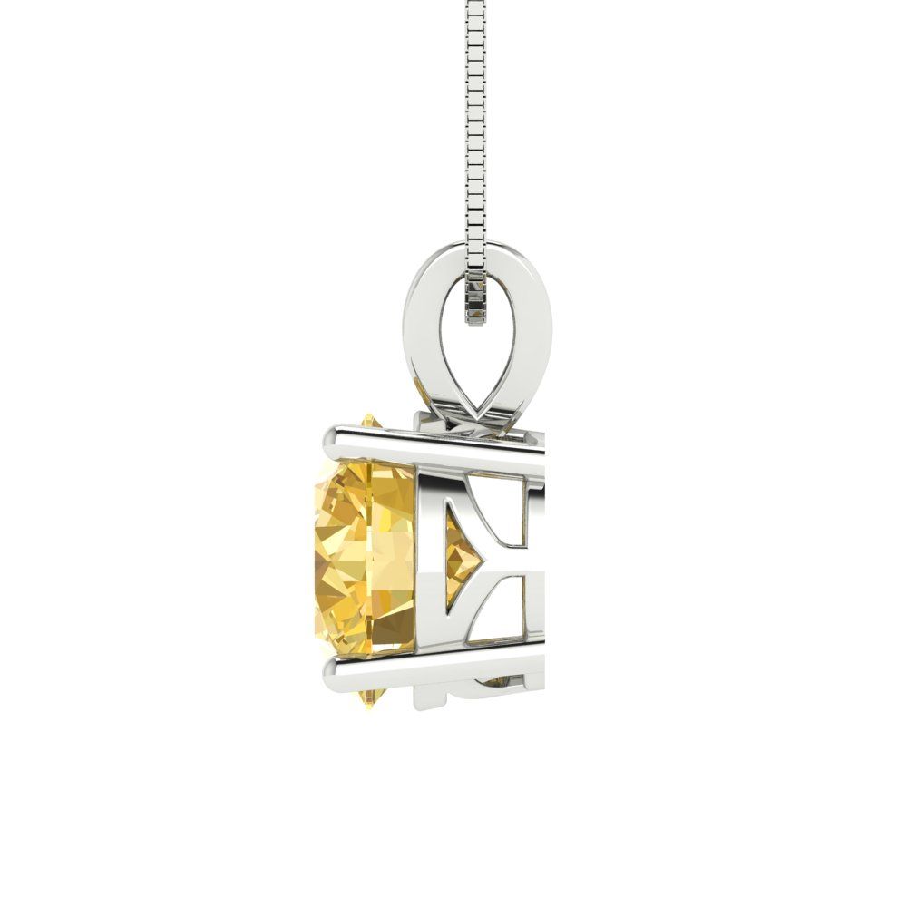 1.5cttw Round Cut Citrine Gold-Plated 925 Silver Pendant and 16" Box-Chain Necklace