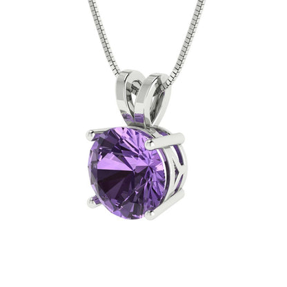 1.5cttw Round Cut Alexandrite Gold-Plated 925 Silver Pendant and 18" Box-Chain Necklace