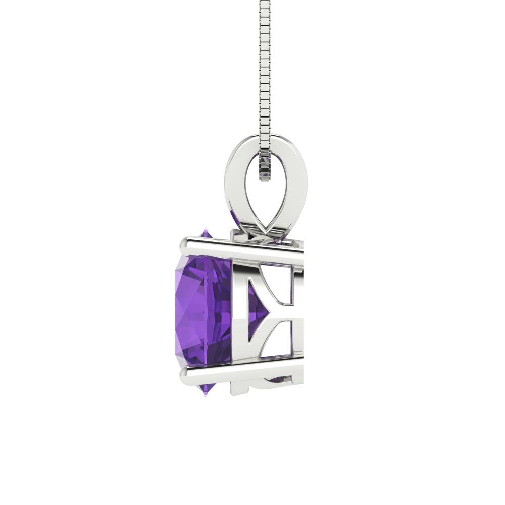 1.5cttw Round Cut Amethyst Gold-Plated 925 Silver Pendant and 18" Box-Chain Necklace