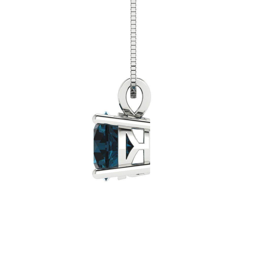 1 tcw Necklace Pendant - 14K White Gold Round Cut Solitaire  London - Adjustable Length - 15in Box Chain to 18in