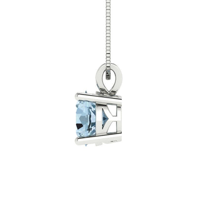 1cttw Round Cut Blue Gold-Plated 925 Silver Pendant and 16" Box-Chain Necklace