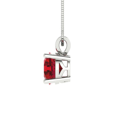 1 tcw Necklace Pendant - 14K White Gold Round Cut Solitaire  Pink Tourmaline - Adjustable Length - 15in Box Chain to 18in