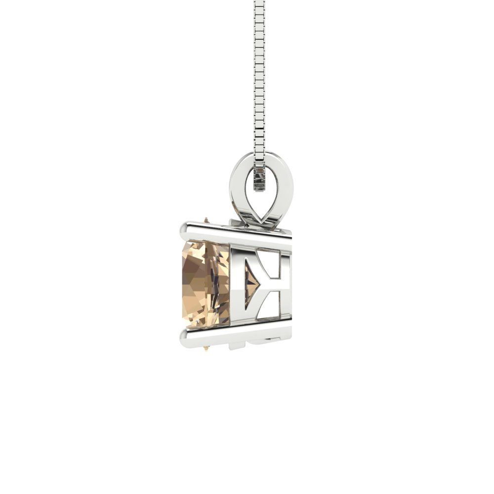 1 tcw Necklace Pendant - 14K White Gold Round Cut Solitaire  Yellow Moissanite - Adjustable Length - 15in Box Chain to 18in