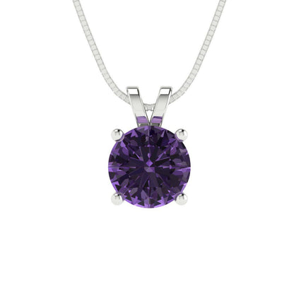 1cttw Round Cut Alexandrite Gold-Plated 925 Silver Pendant and 16" Box-Chain Necklace