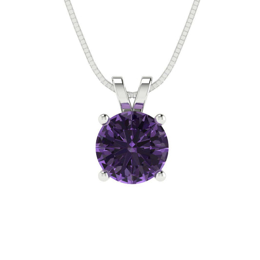 1cttw Round Cut Alexandrite Gold-Plated 925 Silver Pendant and 18" Box-Chain Necklace
