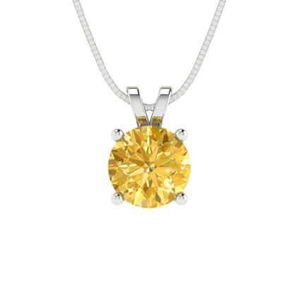 1cttw Round Cut Citrine Gold-Plated 925 Silver Pendant and 18" Box-Chain Necklace