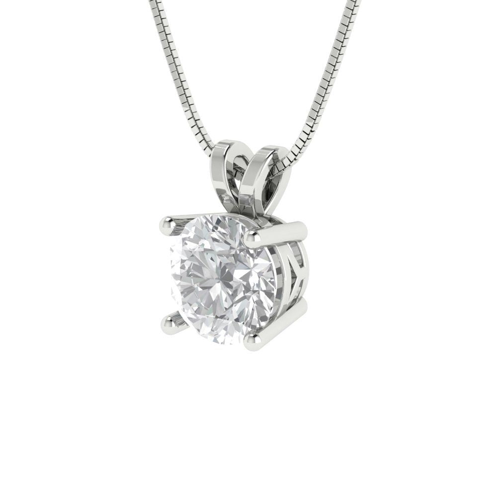 1cttw Round Cut Clear Gold-Plated 925 Silver Pendant and 18" Box-Chain Necklace