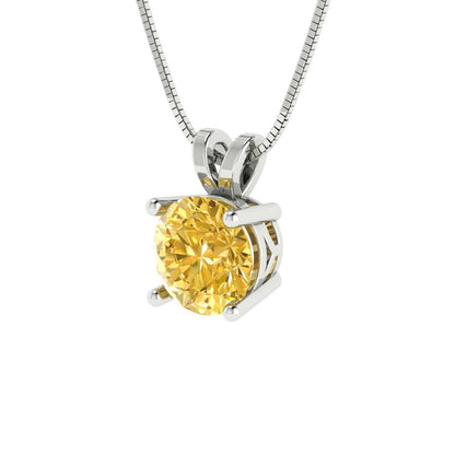 1cttw Round Cut Citrine Gold-Plated 925 Silver Pendant and 18" Box-Chain Necklace