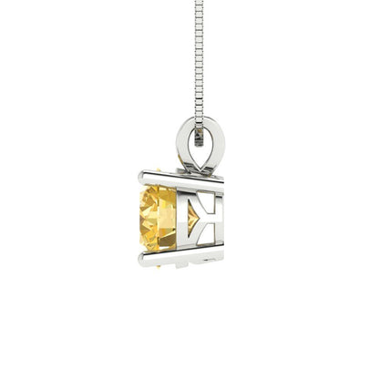 1cttw Round Cut Citrine Gold-Plated 925 Silver Pendant and 18" Box-Chain Necklace
