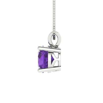 1cttw Round Cut Amethyst Gold-Plated 925 Silver Pendant and 18" Box-Chain Necklace