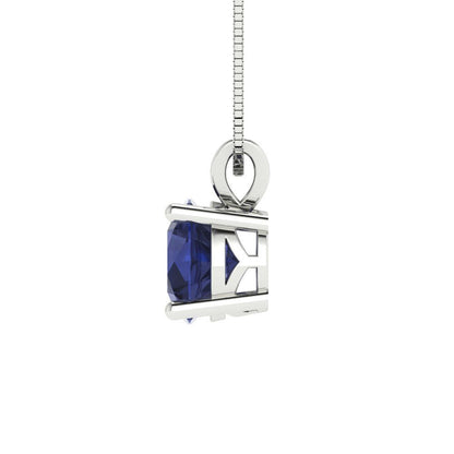 1cttw Round Cut Blue Sapphire Gold-Plated 925 Silver Pendant and 18" Box-Chain Necklace