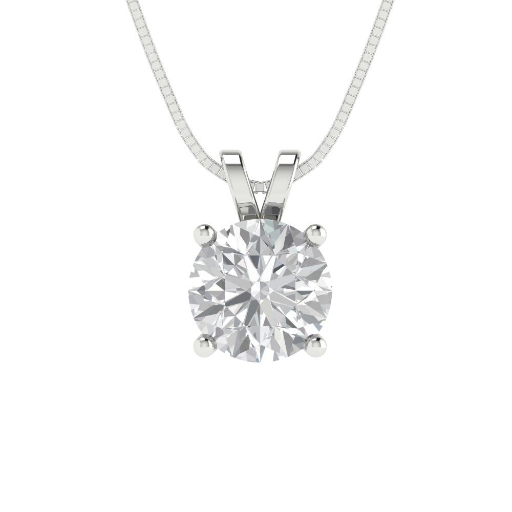 1cttw Round Cut Clear Gold-Plated 925 Silver Pendant and 18" Box-Chain Necklace
