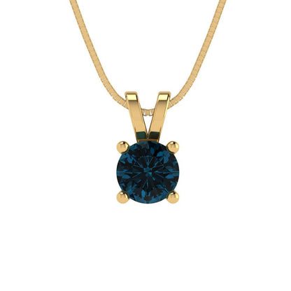 0.5 tcw Necklace Pendant - 14K White Gold Round Cut Solitaire  London - Adjustable Length - 15in Box Chain to 18in