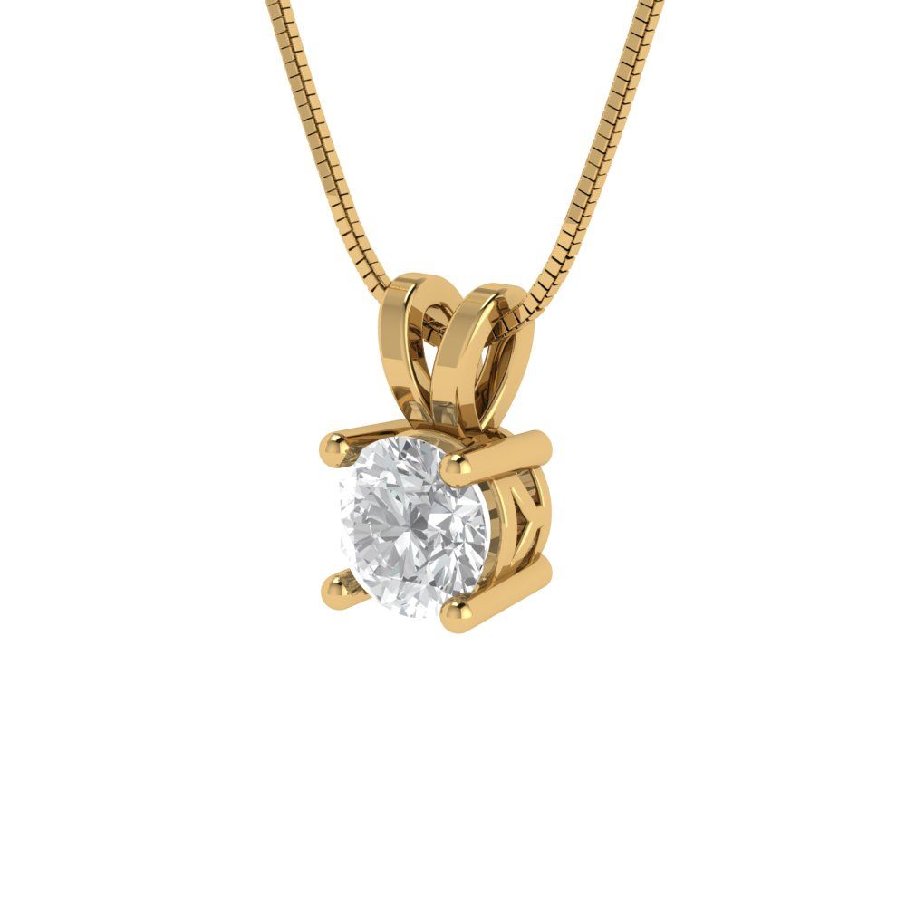 0.5cttw Round Cut Clear Gold-Plated 925 Silver Pendant and 16" Box-Chain Necklace