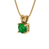 0.5 ct Brilliant Round Cut Solitaire Simulated Emerald Stone Yellow Gold Pendant with 16" Chain
