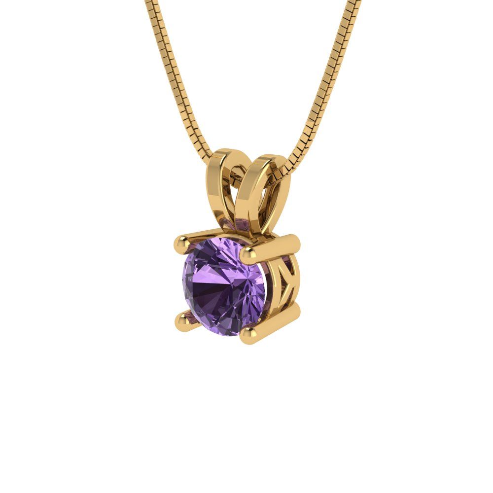 0.5cttw Round Cut Alexandrite Gold-Plated 925 Silver Pendant and 16" Box-Chain Necklace