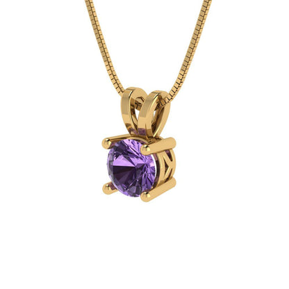 0.5cttw Round Cut Alexandrite Gold-Plated 925 Silver Pendant and 16" Box-Chain Necklace