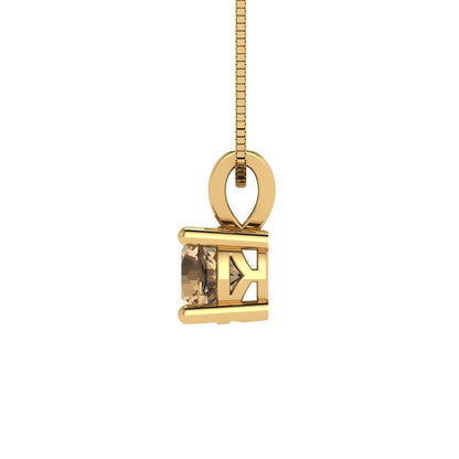 0.5cttw Round Cut Champagne Gold-Plated 925 Silver Pendant and 16" Box-Chain Necklace