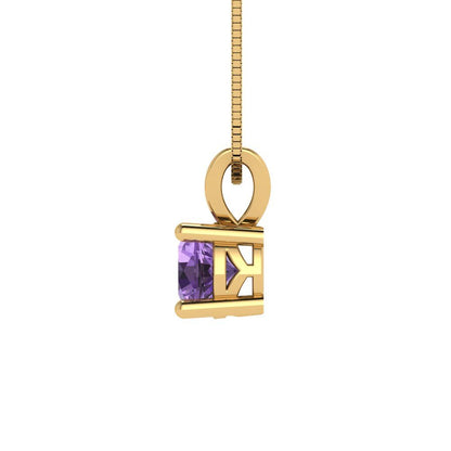 0.5cttw Round Cut Alexandrite Gold-Plated 925 Silver Pendant and 16" Box-Chain Necklace