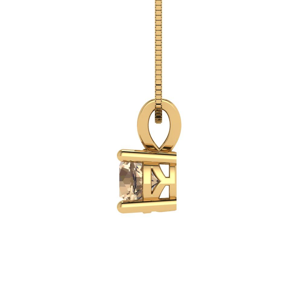 0.5 tcw Necklace Pendant - 14K White Gold Round Cut Solitaire  Yellow Moissanite - Adjustable Length - 15in Box Chain to 18in