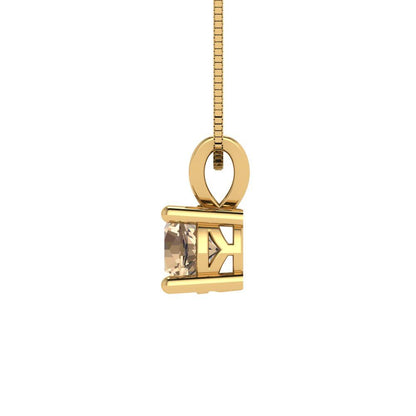 0.5 tcw Necklace Pendant - 14K White Gold Round Cut Solitaire  Yellow Moissanite - Adjustable Length - 15in Box Chain to 18in