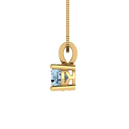 0.5cttw Round Cut Blue Gold-Plated 925 Silver Pendant and 16" Box-Chain Necklace