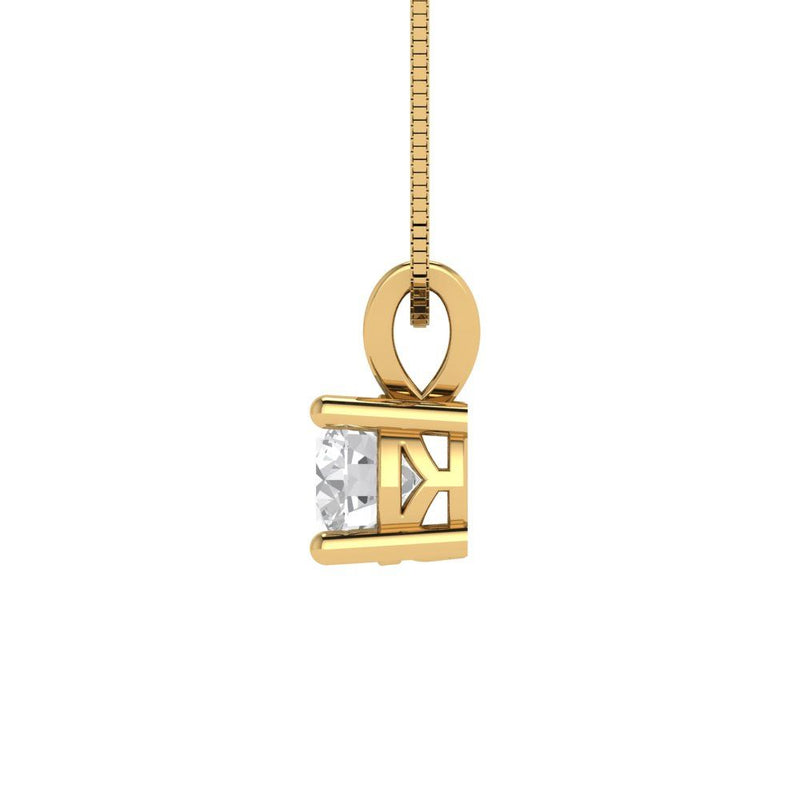 0.5 ct Brilliant Round Cut Solitaire Clear Simulated Diamond Stone Yellow Gold Pendant with 16" Chain