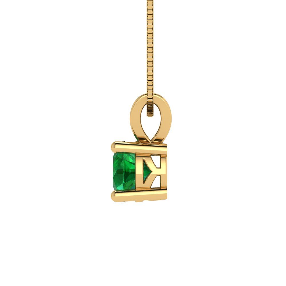 0.5cttw Round Cut Emerald Gold-Plated 925 Silver Pendant and 16" Box-Chain Necklace