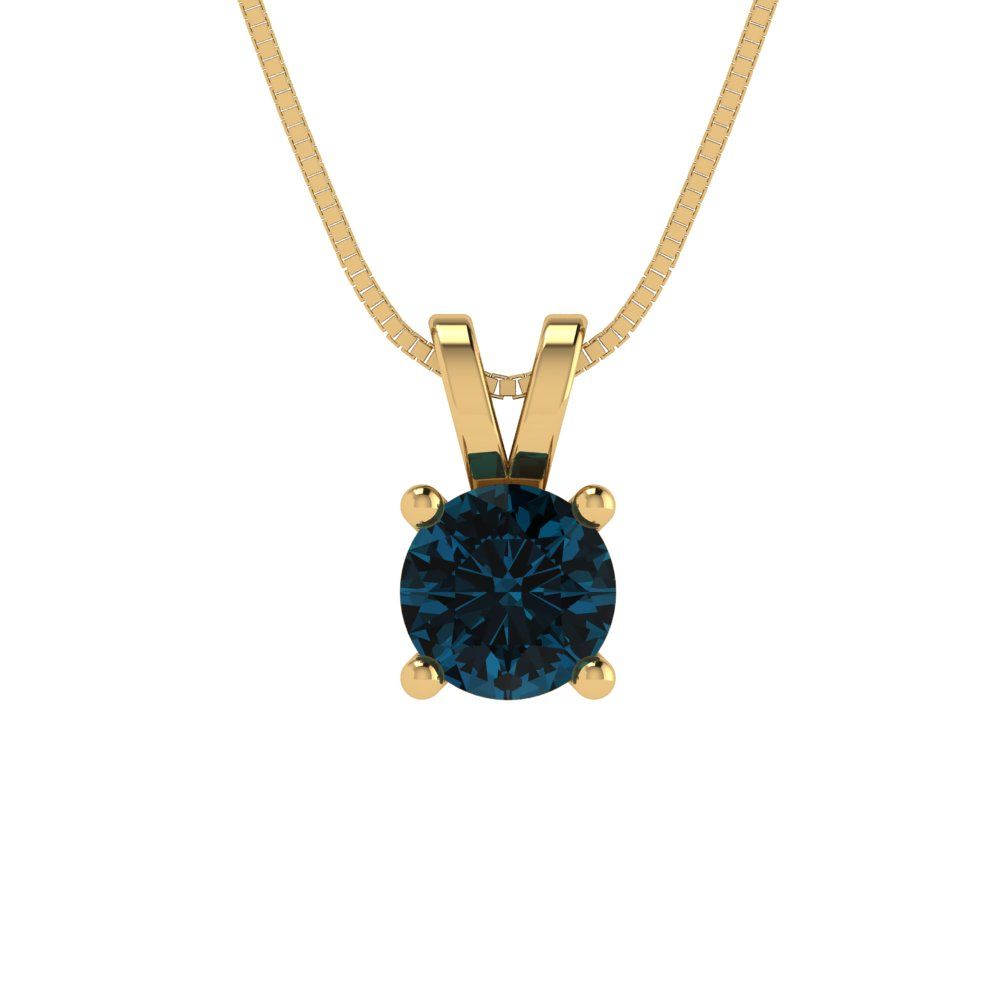 0.5 tcw Necklace Pendant - 14K White Gold Round Cut Solitaire  London - Adjustable Length - 15in Box Chain to 18in