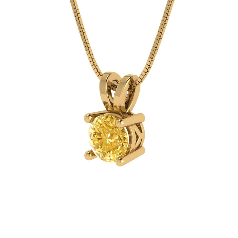 0.5cttw Round Cut Citrine Gold-Plated 925 Silver Pendant and 18" Box-Chain Necklace