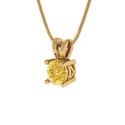 0.5cttw Round Cut Citrine Gold-Plated 925 Silver Pendant and 18" Box-Chain Necklace