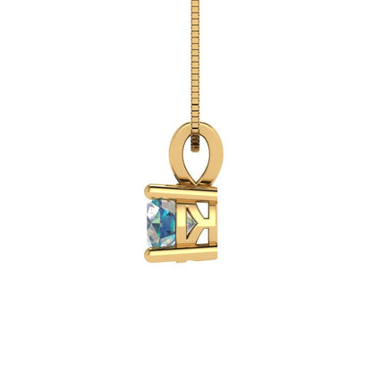 0.5cttw Round Cut Blue Moissanite Gold-Plated 925 Silver Pendant and 18" Box-Chain Necklace