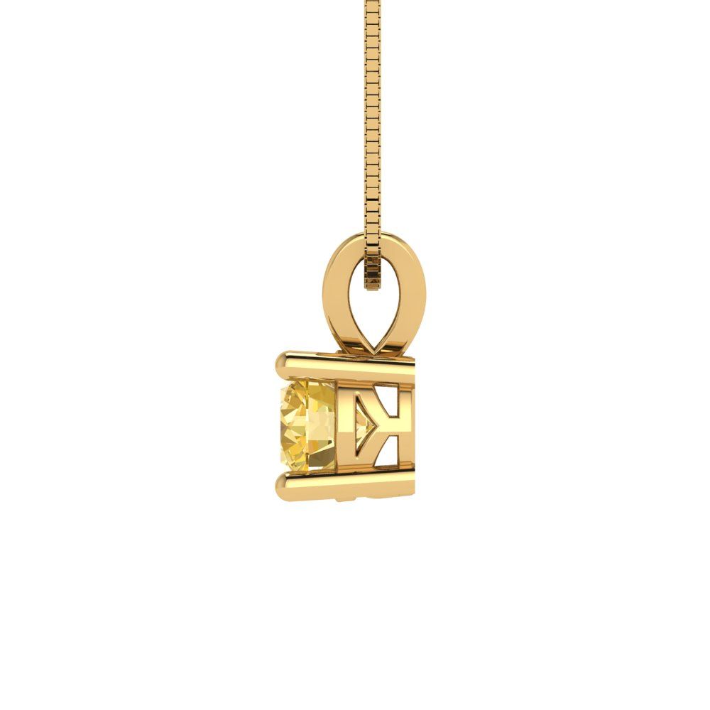 0.5cttw Round Cut Citrine Gold-Plated 925 Silver Pendant and 18" Box-Chain Necklace