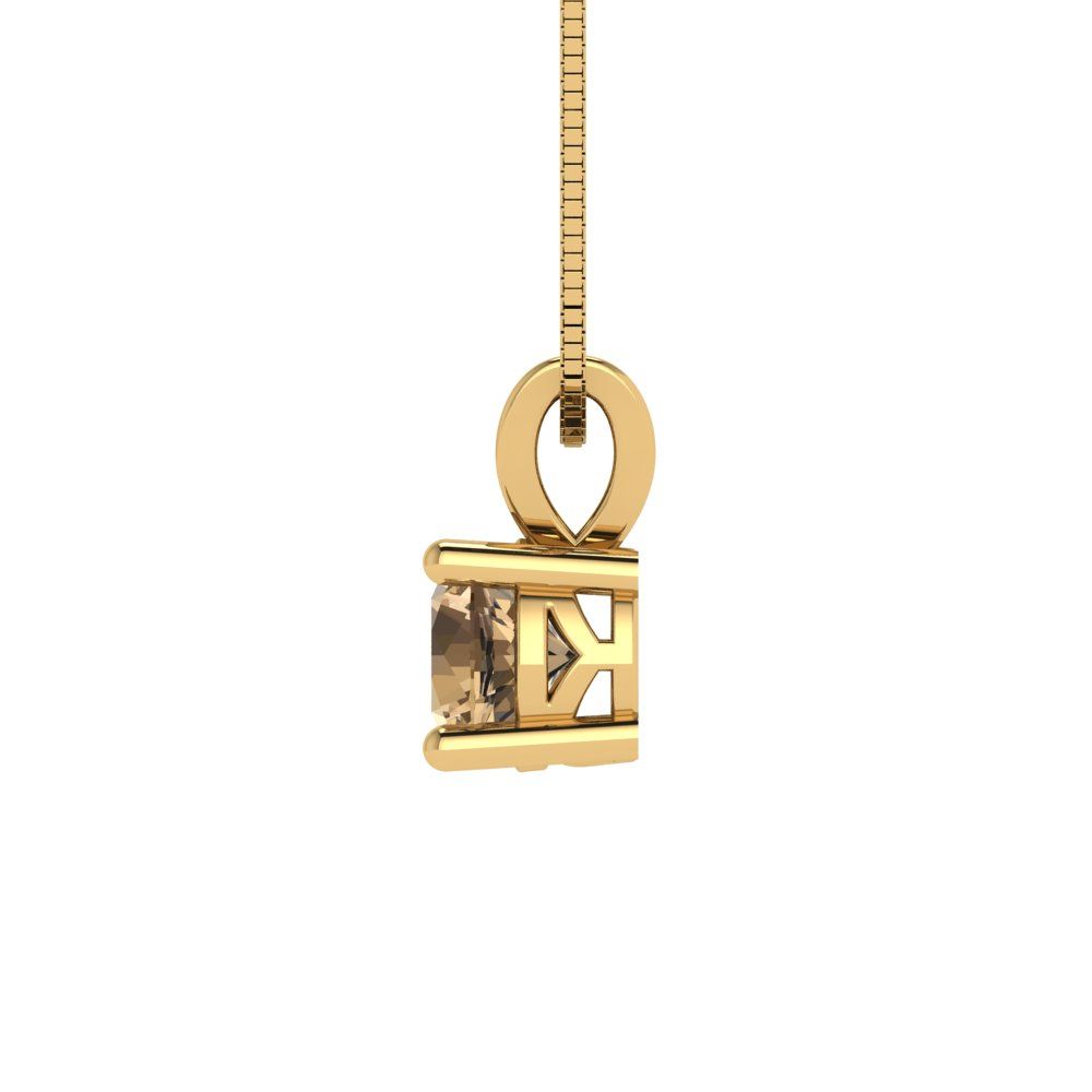 0.5cttw Round Cut Champagne Gold-Plated 925 Silver Pendant and 18" Box-Chain Necklace