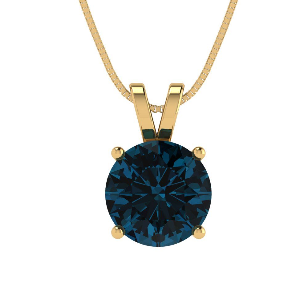 1.5 tcw Necklace Pendant - 14K White Gold Round Cut Solitaire  London - Adjustable Length - 15in Box Chain to 18in