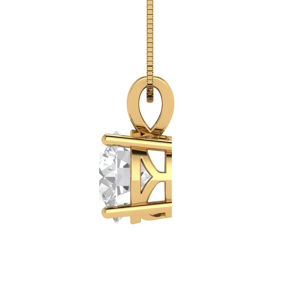 1.5 tcw Necklace Pendant - 14K White Gold Round Cut Solitaire  White Sapphire - Adjustable Length - 15in Box Chain to 18in