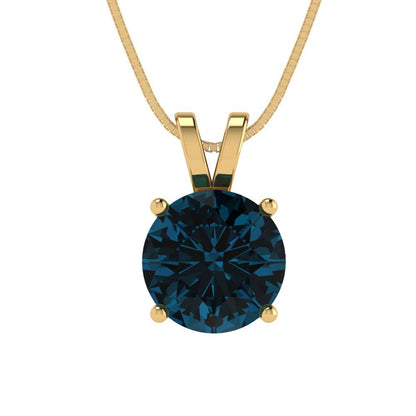 1.5 tcw Necklace Pendant - 14K White Gold Round Cut Solitaire  London - Adjustable Length - 15in Box Chain to 18in