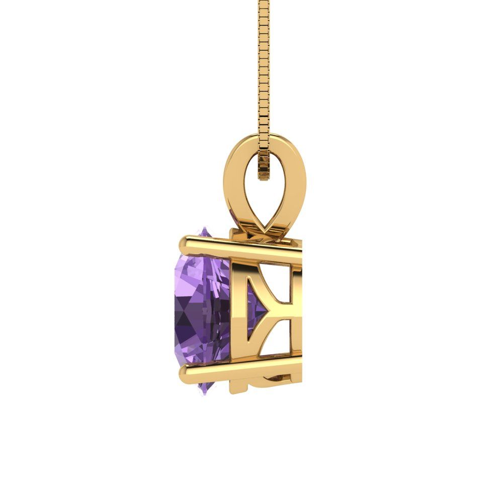 1.5cttw Round Cut Alexandrite Gold-Plated 925 Silver Pendant and 18" Box-Chain Necklace
