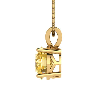 1.5cttw Round Cut Citrine Gold-Plated 925 Silver Pendant and 18" Box-Chain Necklace