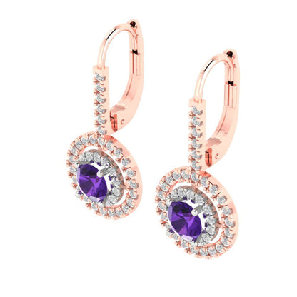 1.35cttw Amethyst Gold-Plated 925 Silver Lever Back Drop Dangle Earrings