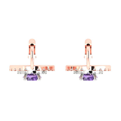 1.35cttw Alexandrite Gold-Plated 925 Silver Lever Back Drop Dangle Earrings