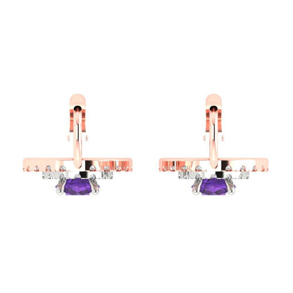 1.35cttw Amethyst Gold-Plated 925 Silver Lever Back Drop Dangle Earrings