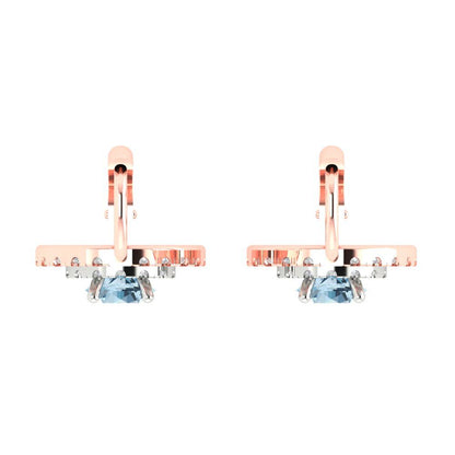 1.35cttw Aquamarine Gold-Plated 925 Silver Lever Back Drop Dangle Earrings