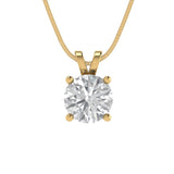 1.0 ct Brilliant Round Cut Solitaire Moissanite Stone Yellow Gold Pendant with 16" Chain