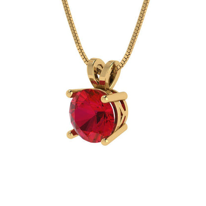 1 tcw Necklace Pendant - 14K White Gold Round Cut Solitaire  Pink Tourmaline - Adjustable Length - 15in Box Chain to 18in